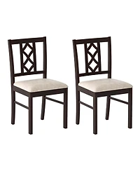 Slickblue Rubber Wood Dining Room Chairs Set of 2 Hollow Back Design