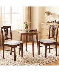 Slickblue Wooden Dining Chair Set of 2 with Upholstered Seat and Wood Frame