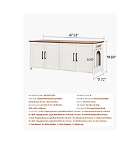 Sugift Cat Litter Box Enclosure for Multi Cats 47.2 in Hidden Litter Box Cabinet with 4 Doors