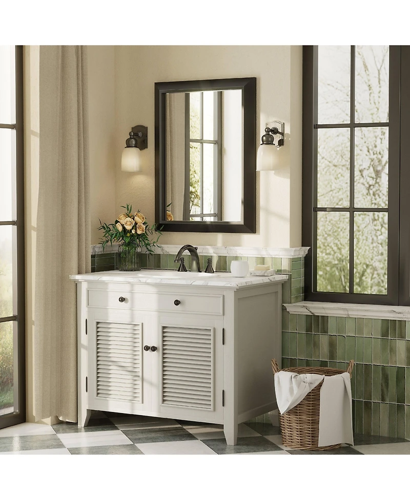 Apmir 24" x 32" Inch Thick Metal Framed Wall Mirrors for Bedroom