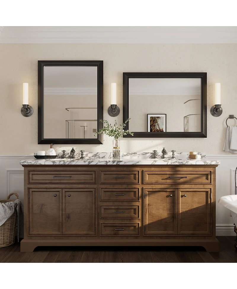 Apmir 28" x 36" Inch Thick Metal Framed Wall Mirrors for Bedroom