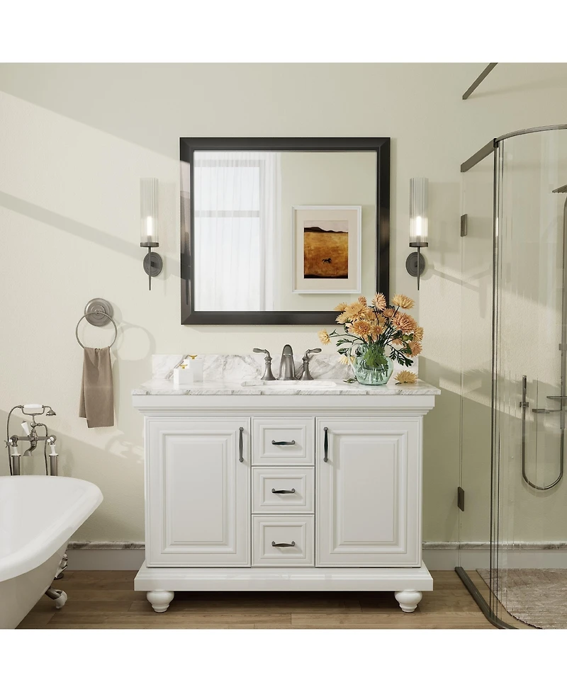 Apmir 32" x 36" Inch Thick Metal Framed Wall Mirrors for Bedroom
