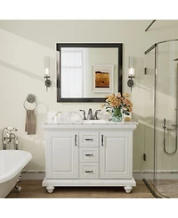 Apmir 32" x 36" Inch Thick Metal Framed Wall Mirrors for Bedroom