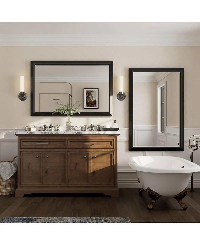 Apmir 48" x 32" Inch Thick Metal Framed Wall Mirrors for Bedroom