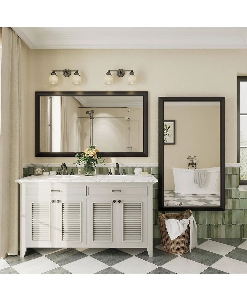 Apmir 55" x 32" Inch Thick Metal Framed Wall Mirrors for Bedroom