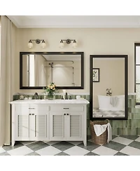 Apmir 55" x 32" Inch Thick Metal Framed Wall Mirrors for Bedroom