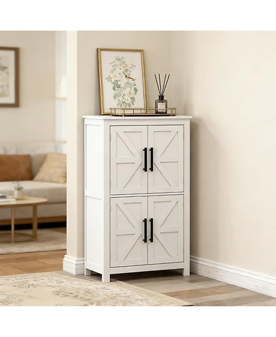 Clihome Farmhouse Mdf Freestanding Cabinet Storage Cabinet with Adjustable Shelves
