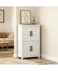 Clihome Farmhouse Mdf Freestanding Cabinet Storage Cabinet with Adjustable Shelves