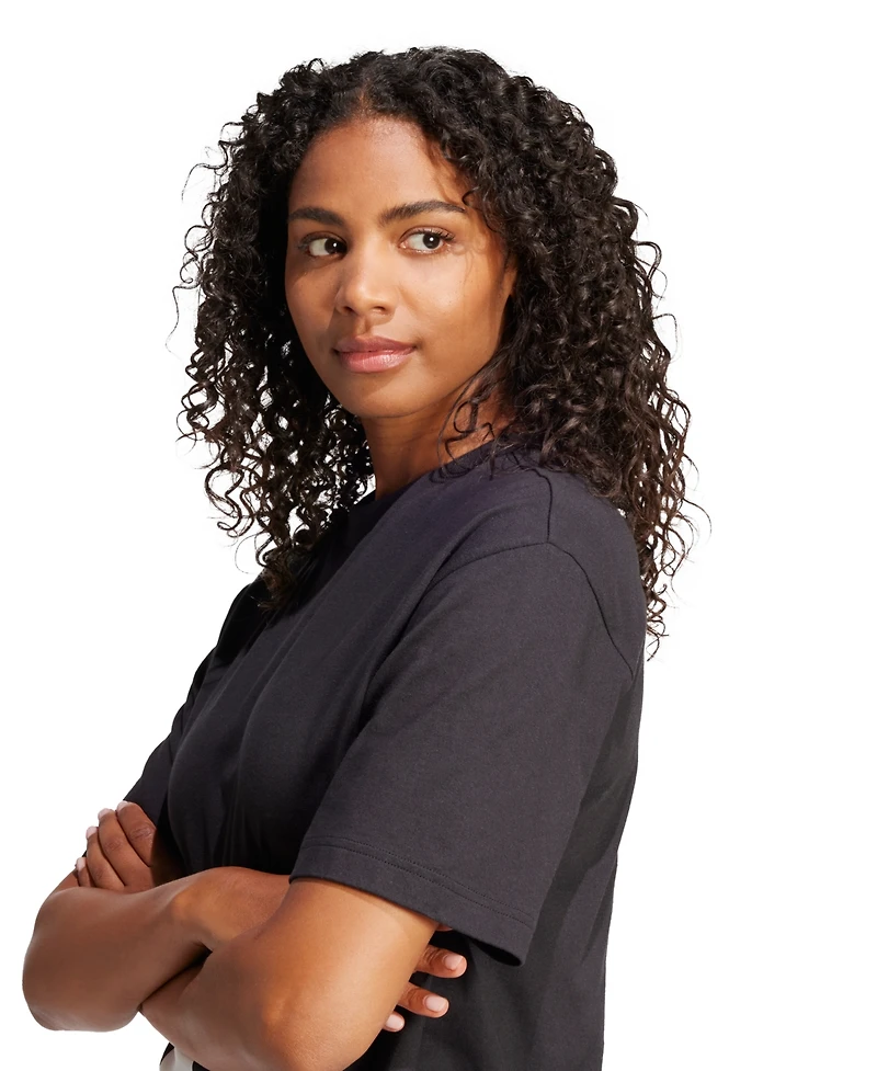 adidas Women's Cotton Logo Boxy Short-Sleeve T-Shirt