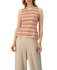 Ivonne Women's Sleeveless Peplum Striped Knit Blouse
