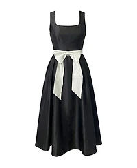 Modenaire Women's Sleeveless Contrast-Bow Midi Dress