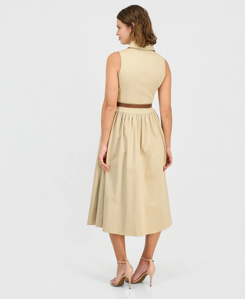 Anne Klein Women's Sleeveless Belted Shirtdress