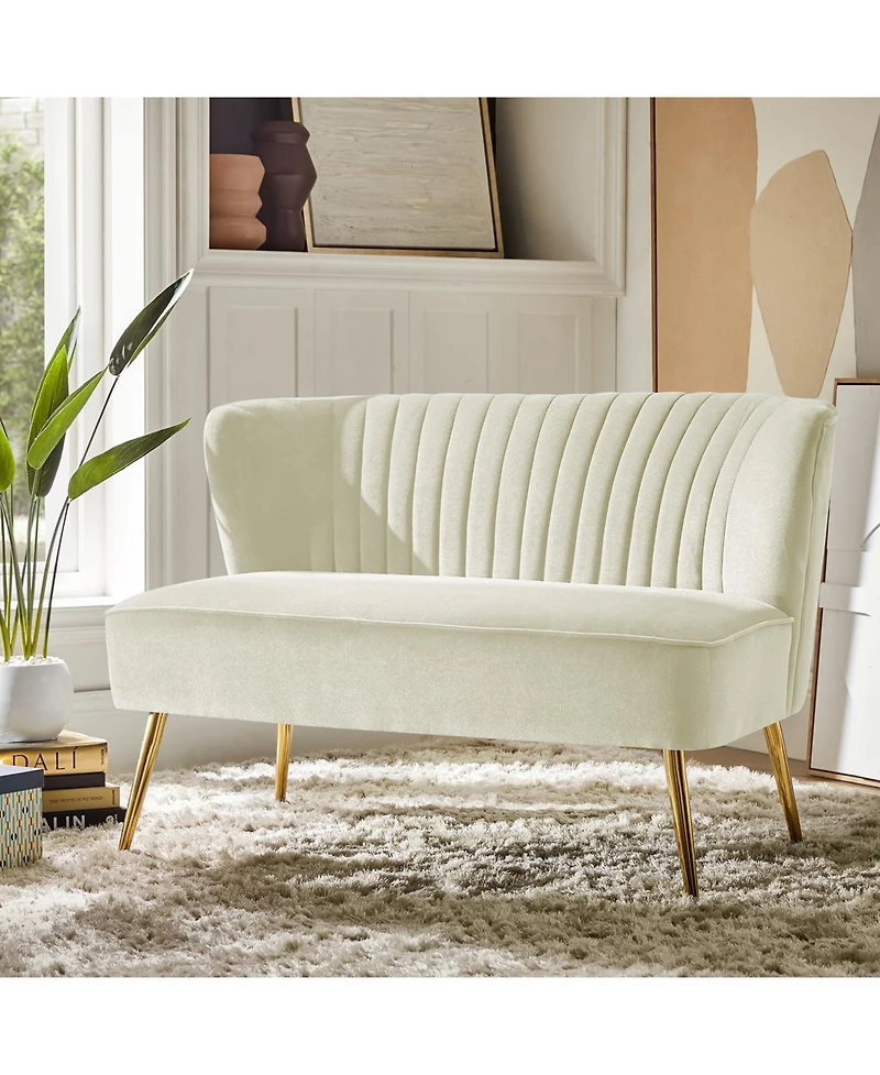 Hulala Home Euclid 47" Contemporary Velvet 2-Seat Armless Loveseat Sofa
