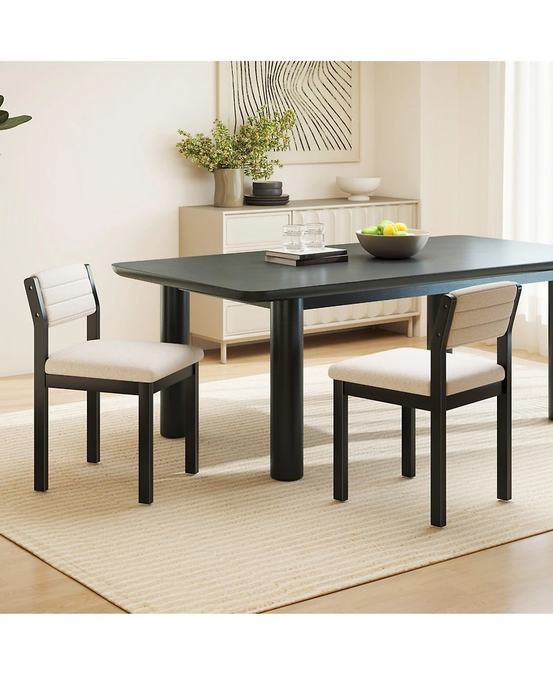 Slickblue Modern Armless Dining Chairs Set of 2 with Sherpa Upholstery and Wood Frame