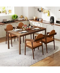 Slickblue Set of 2 Pu Leather Upholstered Dining Chairs with Wood Frame