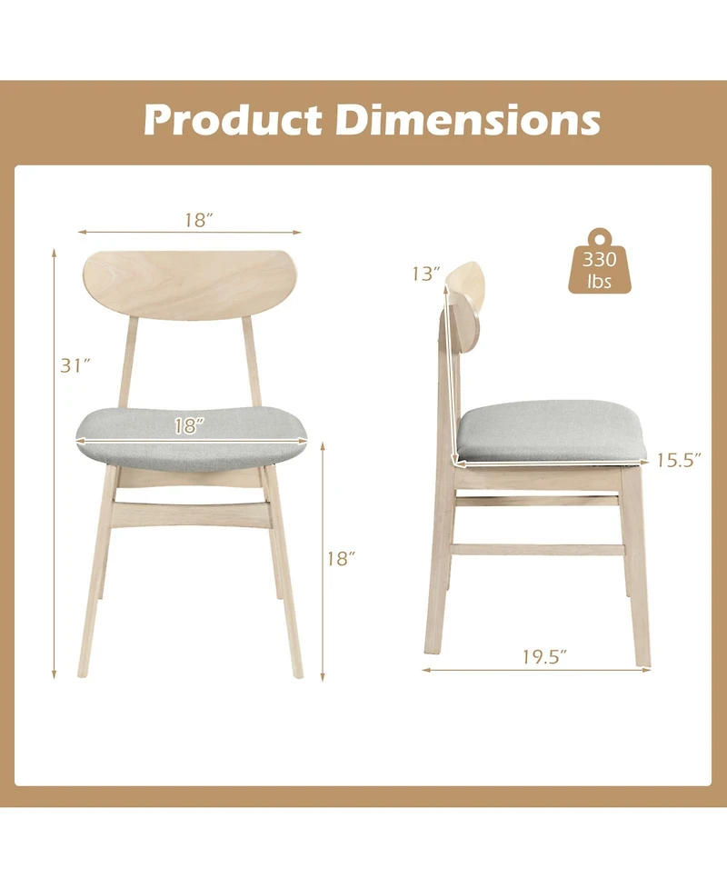 Slickblue Armless Dining Chairs Set of 2 Fabric Upholstered Kitchen Chairs