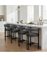 Maison Boucle 24" Fabric Counter Height Stools Set of 4 with Arms, Kitchen Island