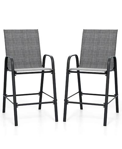 Sugift 29 in Fabric Bar Height Patio Stools Set of 2 with Armrests