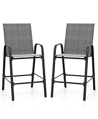 Sugift 29 in Fabric Bar Height Patio Stools Set of 2 with Armrests