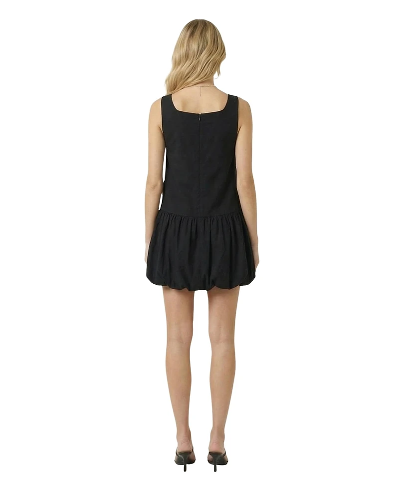 Modenaire Women's Sleeveless Floral Applique Bubble-Hem Dress