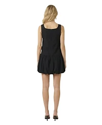 Modenaire Women's Sleeveless Floral Applique Bubble-Hem Dress