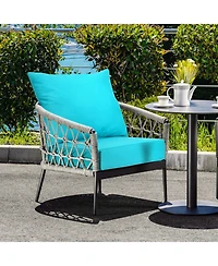 Gouun Deep Seat Outdoor Patio Chair Cushion Pad Set with Rope Belt Ties, Seat and Backrest