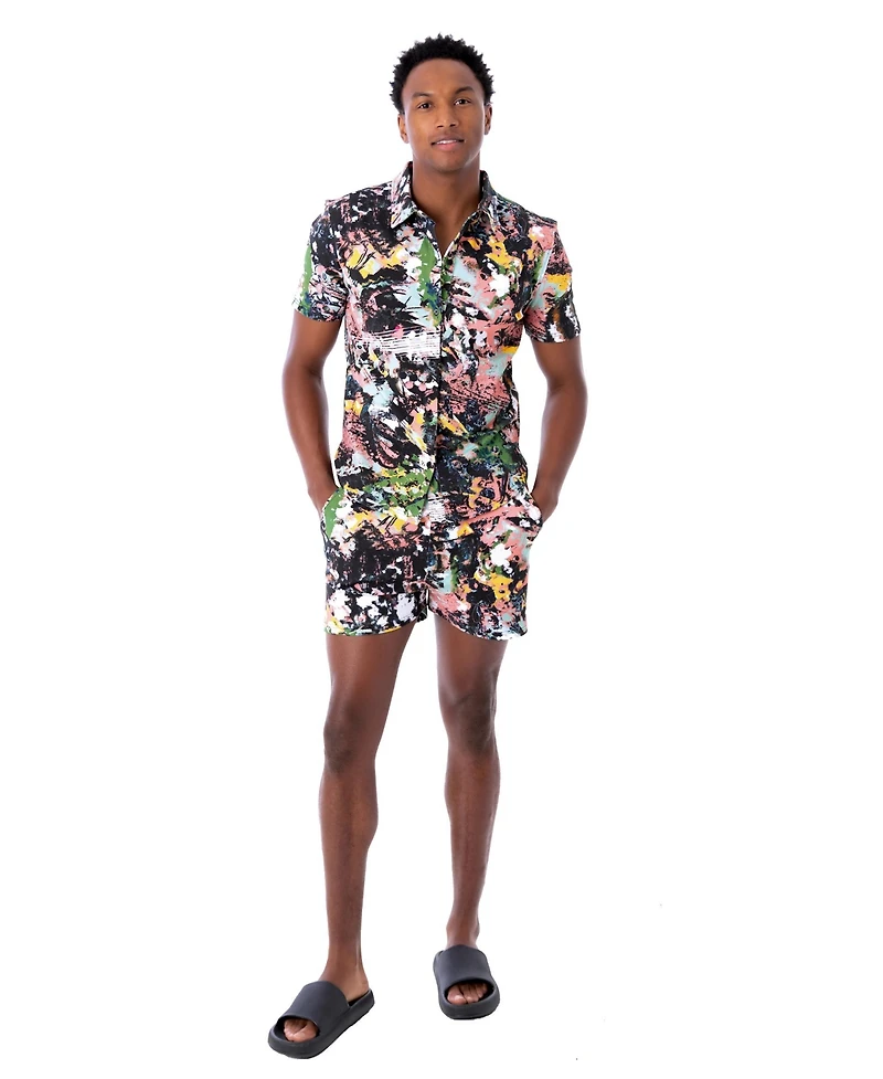 Dai Moda Men's Short Sleeve Button Up Shirt