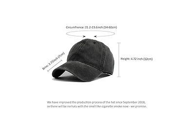 Furlihong Washed Distressed Twill Cotton Baseball Cap - Vintage Adjustable Dad Hat for Men Women