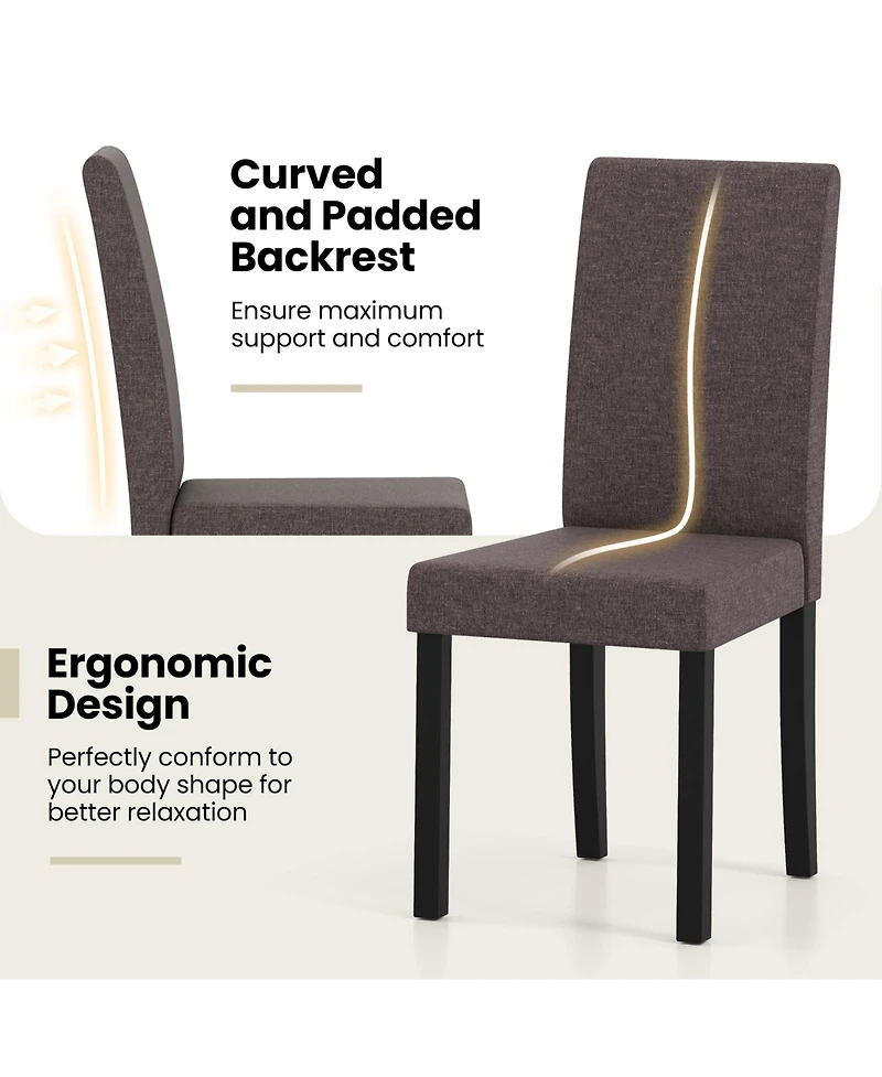 Slickblue Set of 2 Modern Mid Century Dining Chairs with Upholstered Fabric Seating