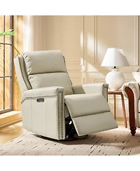 Hulala Home Medlin Transitional Faux Leather Dual Motor Swivel Rocker Recliner with Usb Ports