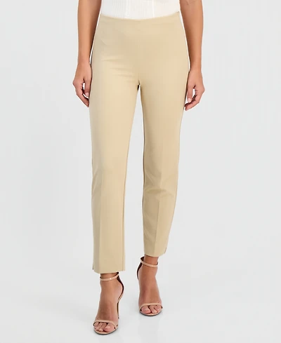 Anne Klein Women's Stretch Crepe Pull-On Hollywood Waist Straight Ankle Pants