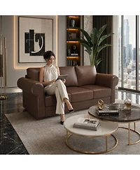 Sugift 94" Faux Leather Sofa