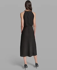 Karl Lagerfeld Paris Women's Floral Print Halter Neck Midi Dress