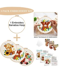 Gnuadz 3 Pack Highland Cow Embroidery Kit Adults Beginners Diy Gift