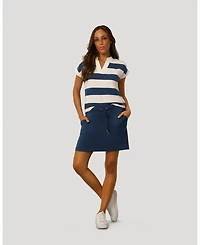 Cable & Gauge Women's Striped Split Neck Skort Set