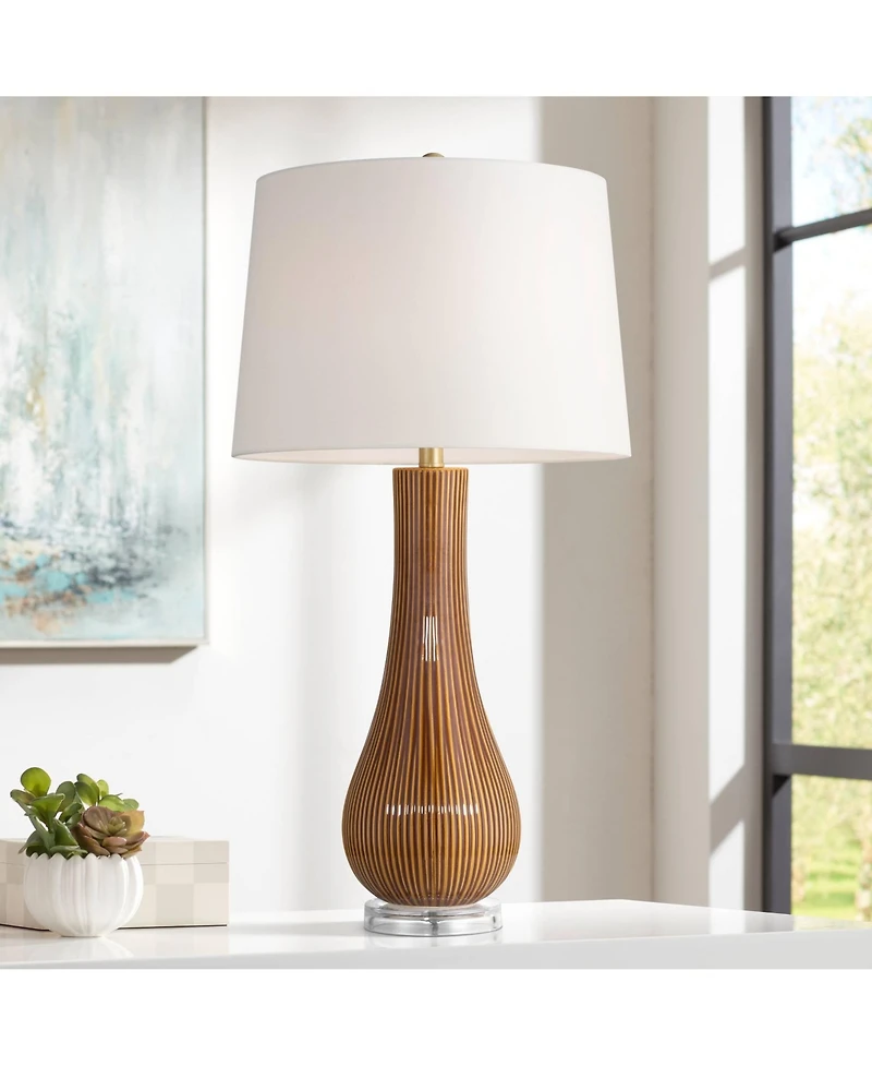 360 Lighting Shannon 30 1/2" High Stripe Ceramic Gourd Table Lamp with Dimmer