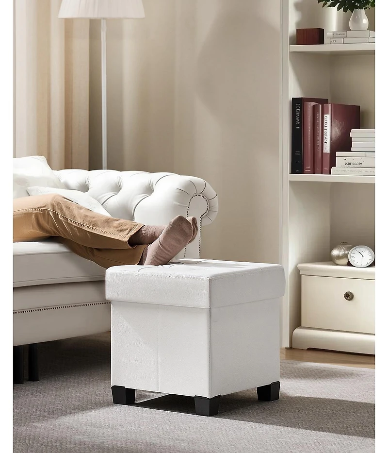Slickblue Modern Faux Leather Storage Ottoman Cube Seat with Legs