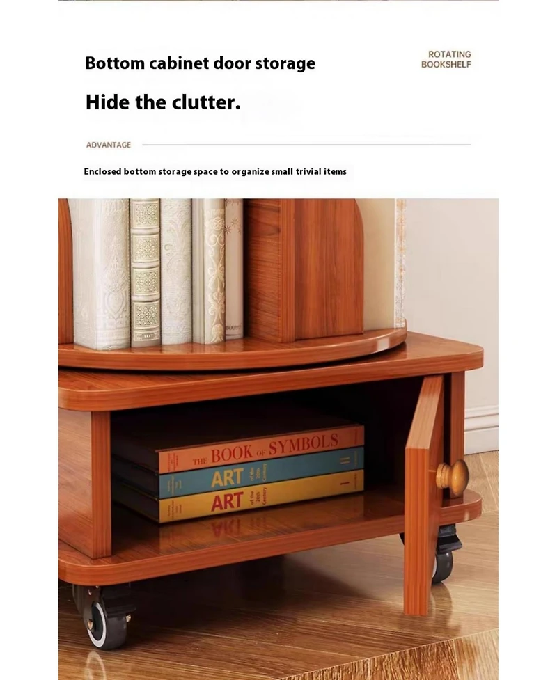 sumyeg 360 Degree Rotating Display Corner Bookshelf 6 Tier Bookcase Storage Rack with Wheels