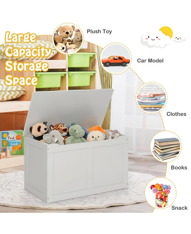 Gouun Safety Hinge Wooden Toy Storage Chest Organizer, 28 x 16 x 17 in