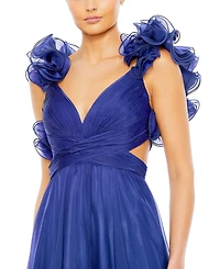 Women's Ruffle Tiered Cut-Out Chiffon Gown