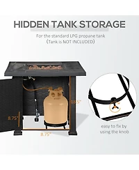 Outsunny Propane Fire Pit Table 50,000BTU Outdoor Auto Ignition Firepit w/ Cover