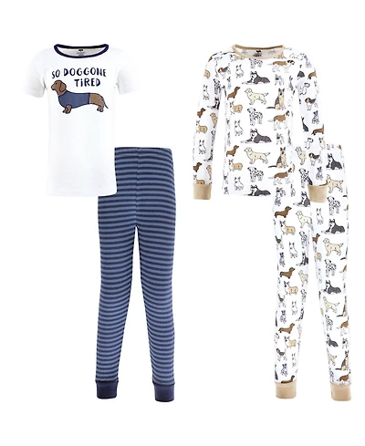 Hudson Baby Toddler Boys Cotton Pajama Set 4-Pack, Navy Dogs