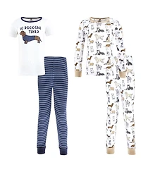 Hudson Baby Toddler Boys Cotton Pajama Set 4-Pack, Navy Dogs