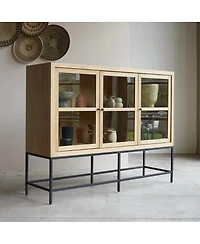 Tikamoon Babeth low display case in solid oak 160