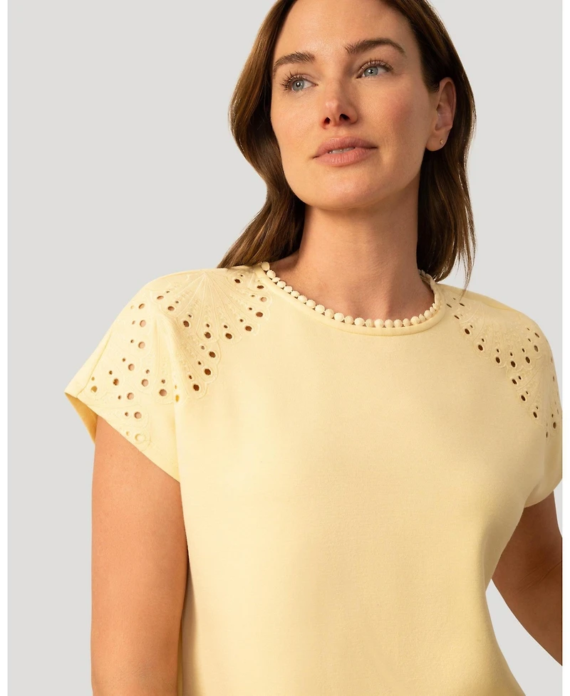 Cable & Gauge Women's Cable and Gauge Scuba Cutout Drop Shoulder Top