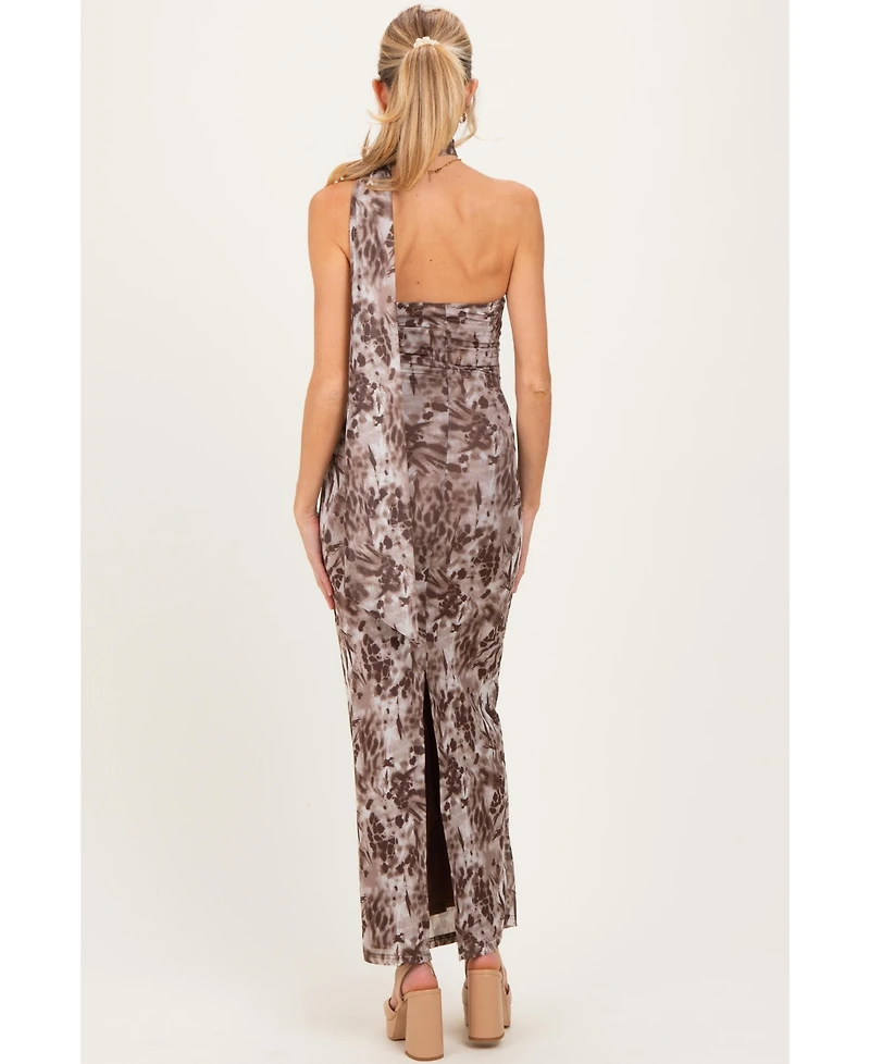 Pinkblush Maternity Mocha Printed Halter Maxi Dress