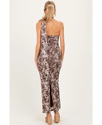 Pinkblush Maternity Mocha Printed Halter Maxi Dress