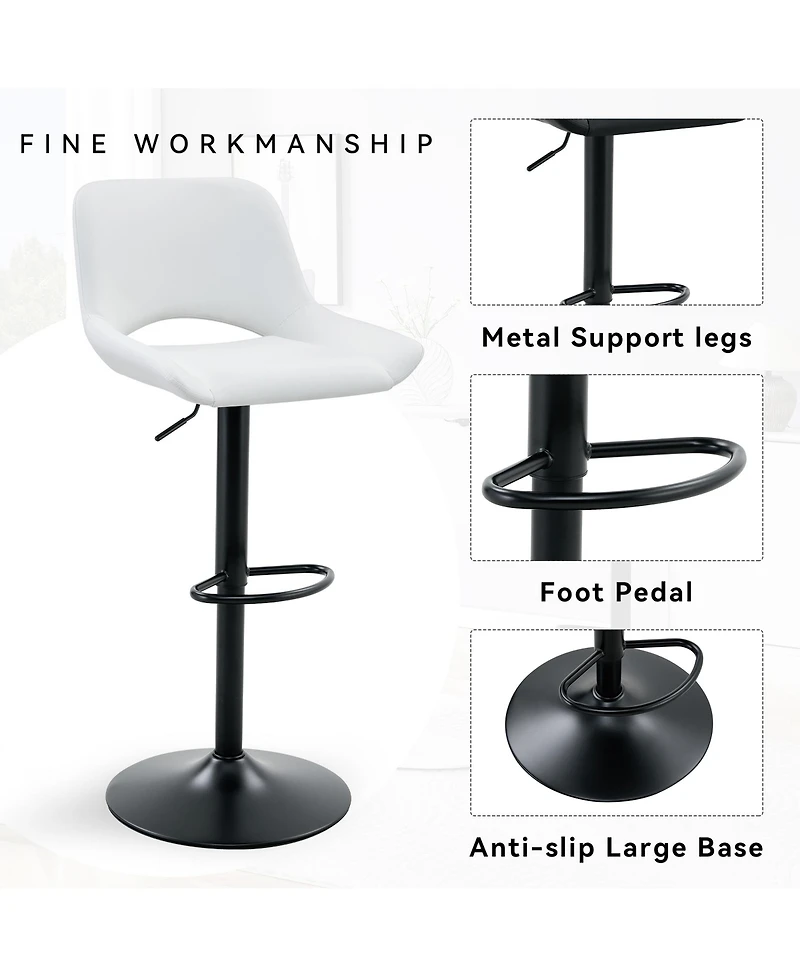 Flynama Modern Swivel Adjustable Bar Stools Set of 2, Pu, 250 Lbs Capacity