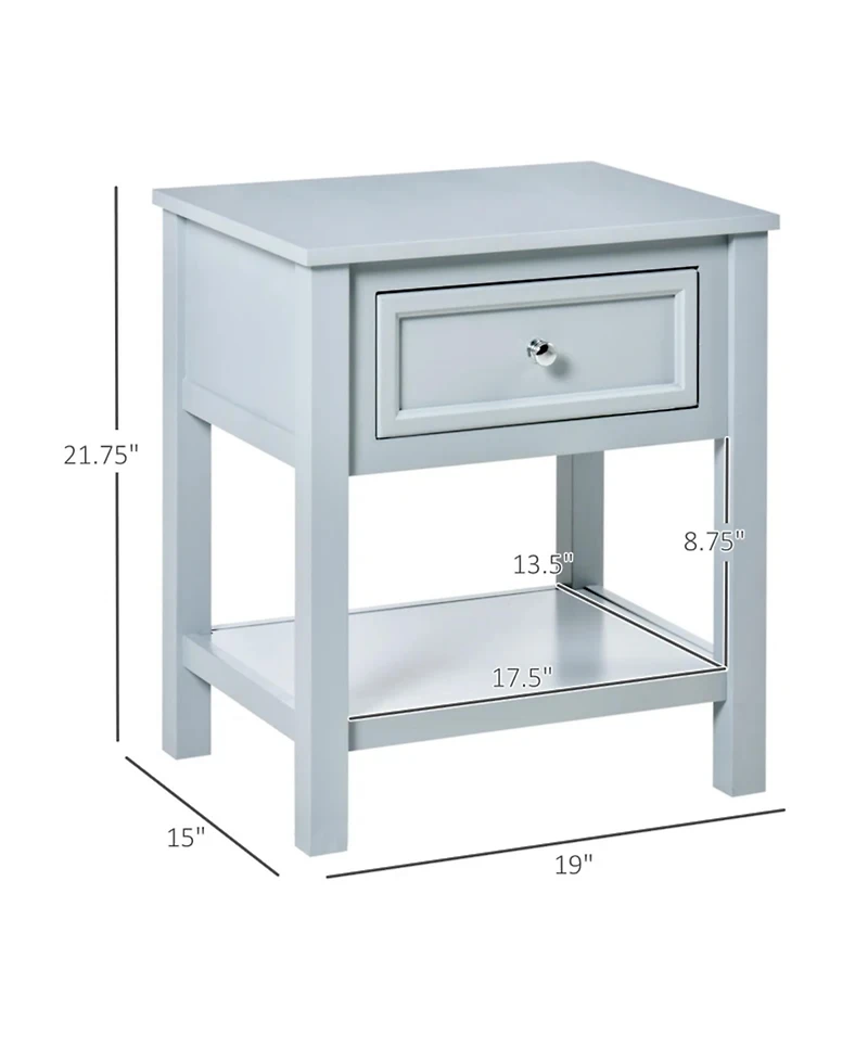 Clihome Modern Sofa Side Table with Storage Drawer and Shelf, Classic Accent Coffee Table for Living Room