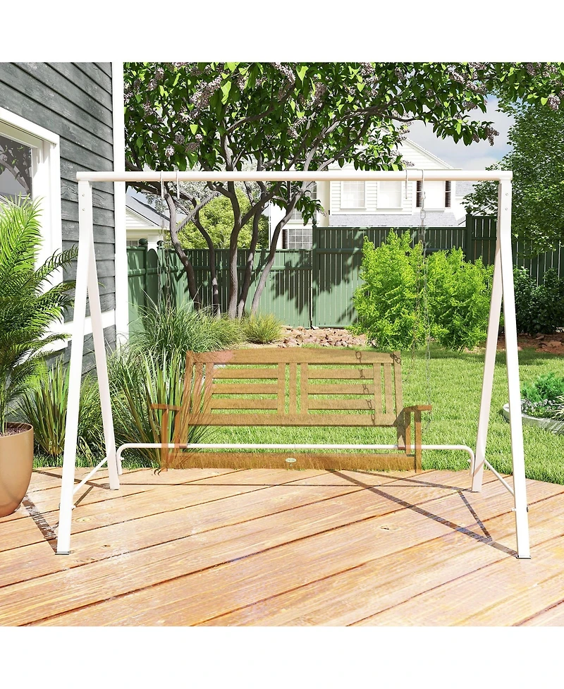 Outsunny Metal Porch Swing Stand, Heavy Duty Swing Frame, Hanging Chair Stand Only,528 Lbs Weight Capacity, for Backyard, Patio, Lawn, Playground, Whi